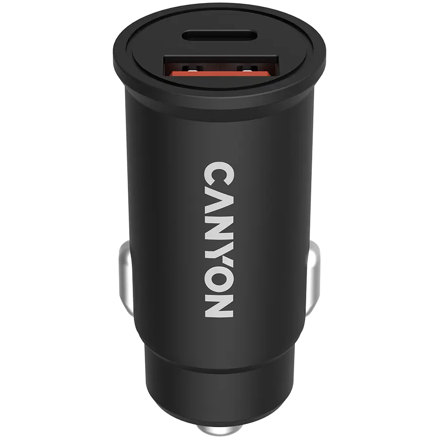 Incarcator auto Canyon, C-20-03 PD 30W QC 3.0 18W USB-C USB-A, Black (CNS-CCA20B03)