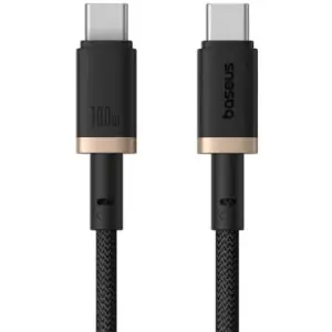 Cablu de date Baseus Dura USB-C 100W 2m, negru-auriu, nylon
