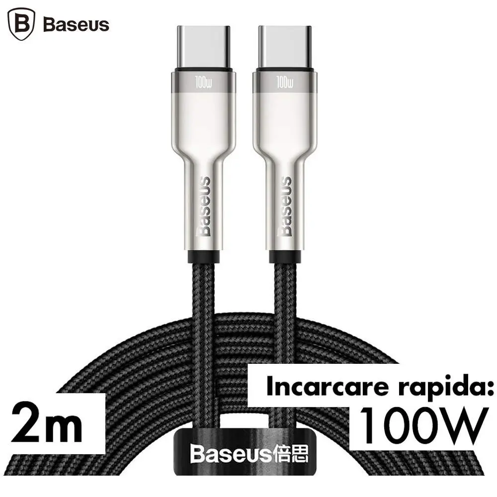Cablu Baseus CATJK-D01 Type-C 100W 2m negru Cafule Metal