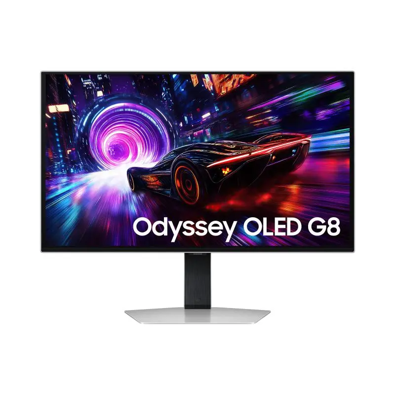 Monitor Gaming OLED Samsung Odyssey G8 27″, 4K (3,840 x 2,160), 240Hz, 0.03ms, AMD FreeSync™ Premium Pro, HDR10+, Glare Free, 2x HDMI, Display Port, Jack, Pivot, Argintiu