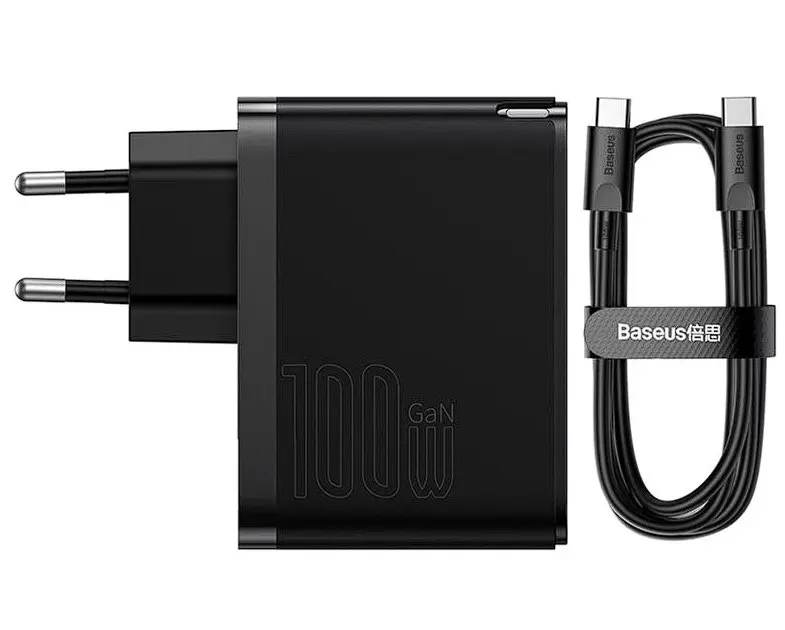 Încărcător rețea Baseus GaN5 Pro 100W negru cu cablu USB-C 1m