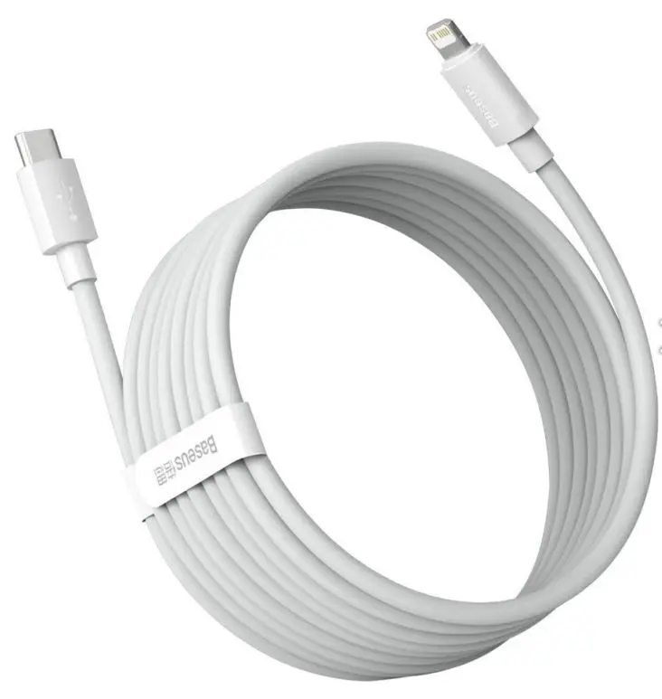 cablu alimentare si date Baseus Simple Wisdom, USB Type-C la Lightning PD 20W, 2×1,5 m, alb
