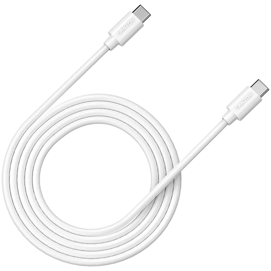 Cablu de date Canyon C-9, 100W, 20V/ 5A, typeC to Type C, 1.2M with Emark, Power wire ,White