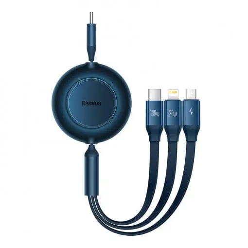 Cablu Baseus Bright Mirror 4 albastru 1,1 m 3 în 1 100 W