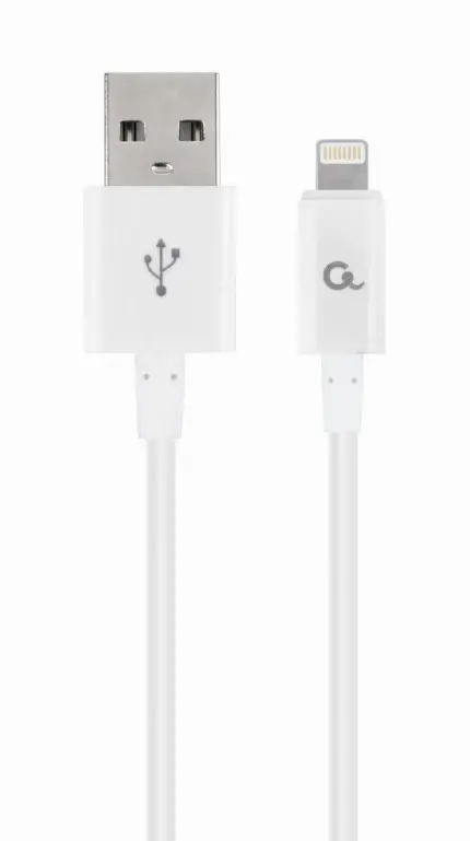 Cablu alimentare si date Gembird, USB 2.0 (T) la tip Lightning (T), 1m, Alb, CC-USB2P-AMLM-1M-W