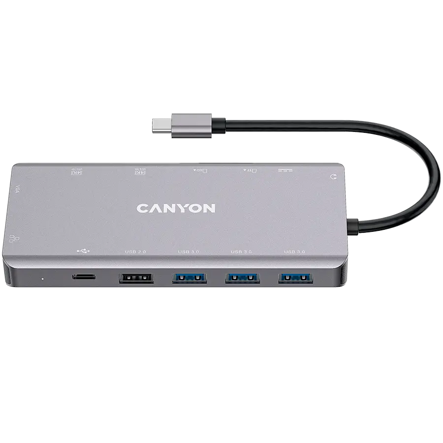 Hub USB Canyon DS-12 13in1 4k USB-C Dark Grey