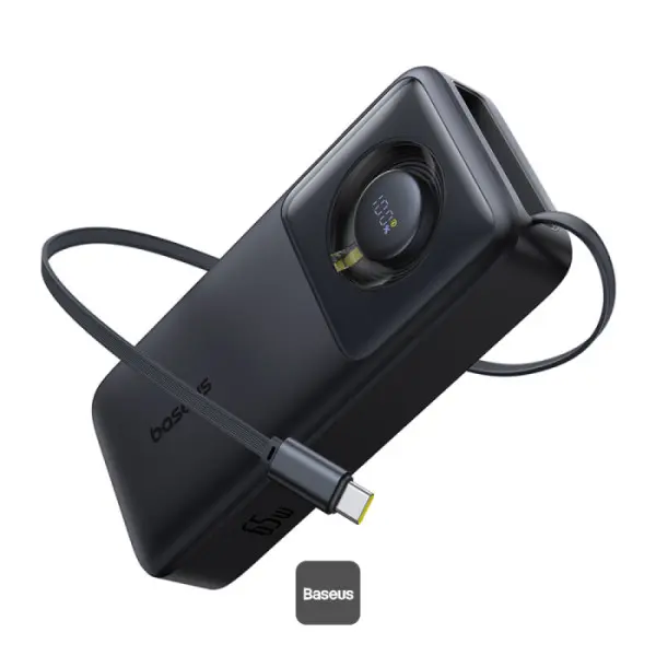 Baterie Externa Baseus Free2Pull, 20000mAh, 65W, PD, 2 x USB-C, Neagra P10073700123-00