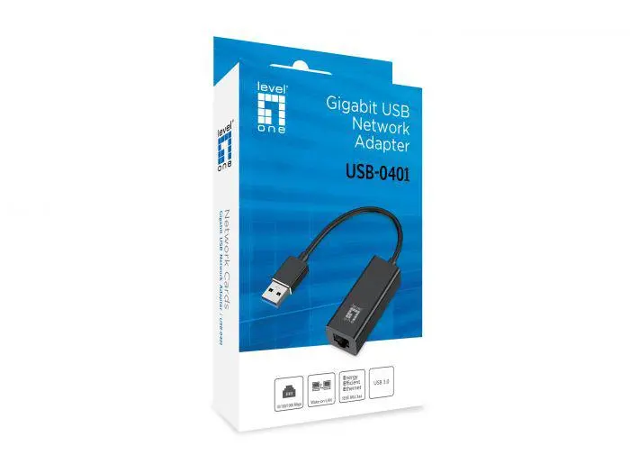 Adaptor retea Gigabit LevelOne USB, 1000 Mbit/s, Negru