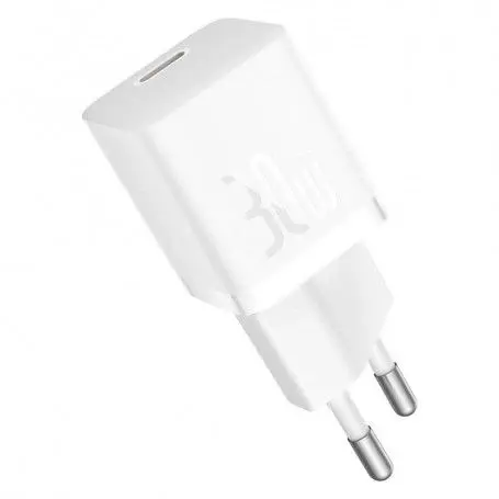 Încărcător Baseus GaN5 30W Moon White + cablu USB-C 100W 1 m