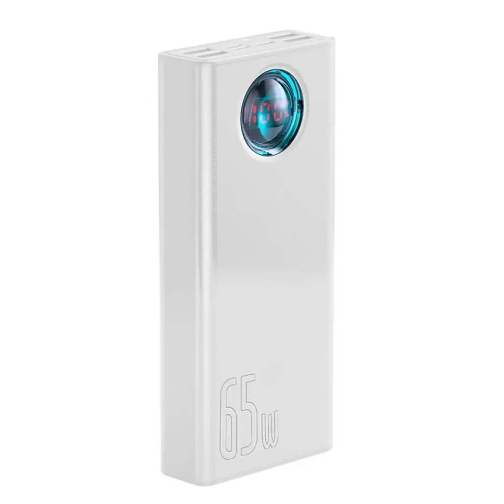 Baterie externă Baseus Amblight 30000mAh 65W afișaj digital alb