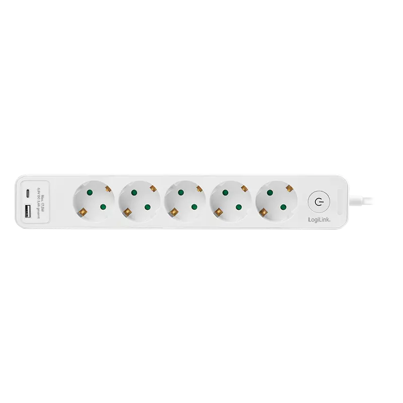 Prelungitor Logilink LPS280U 5 prize USB alb 1,5 m