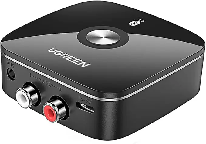 ADAPTOR Bluetooth audio, „CM106” acumulator inclus, 1 x jack 3.5mm, 2xRCA output, convertor audio wireless, versiune bluetooth 5.1 si EDR, negru