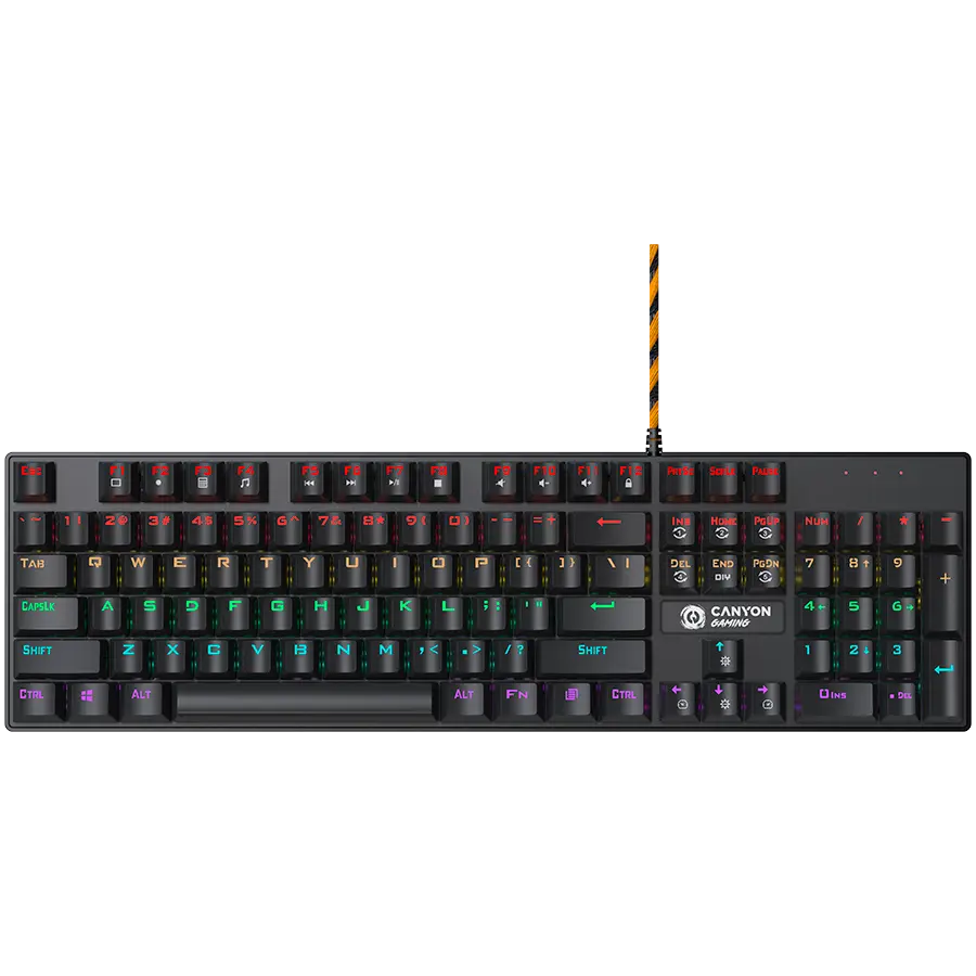 Tastatură gaming Canyon Deimos GK-4 Rainbow US cu fir