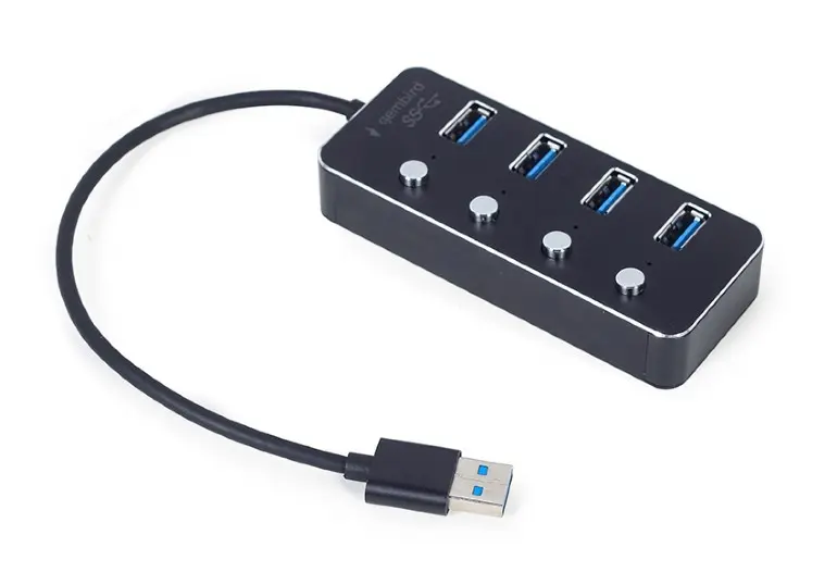 Hub, Gembird, USB3.1, Cu 4 porturi, Negru