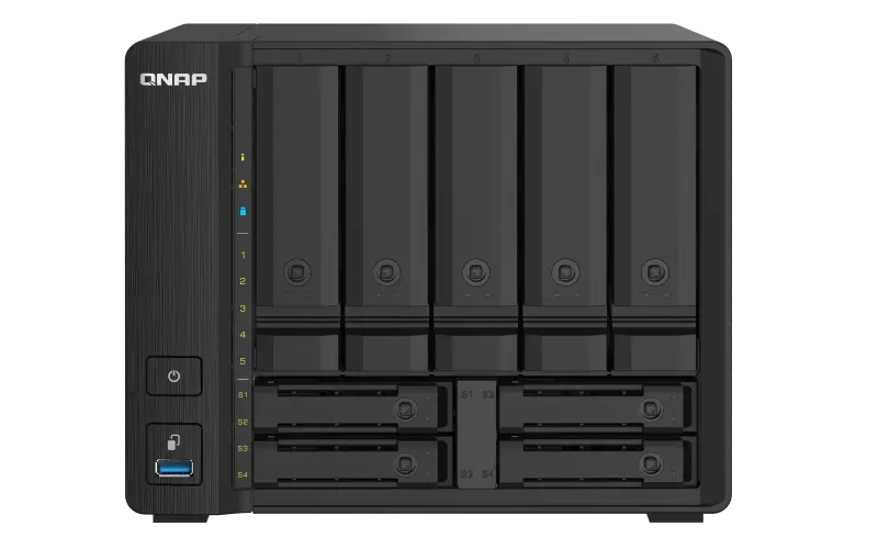 NAS, QNAP, 5+4 sertare, TS-932PX-4G Cortex-A57 4×1.7GHz, 1x4GB RAM, 2×2.5G/1G/100M, 2x10GbE SFP+, Negru