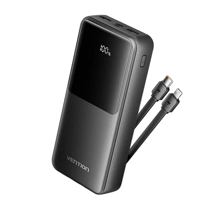 Acumulator extern Vention 20.000 mAh/74Wh, 22.5W , 2 x USB; 1 x USB Type-C, 1 x Micro USB, digital display pt. status baterie, max. 3A, Negru