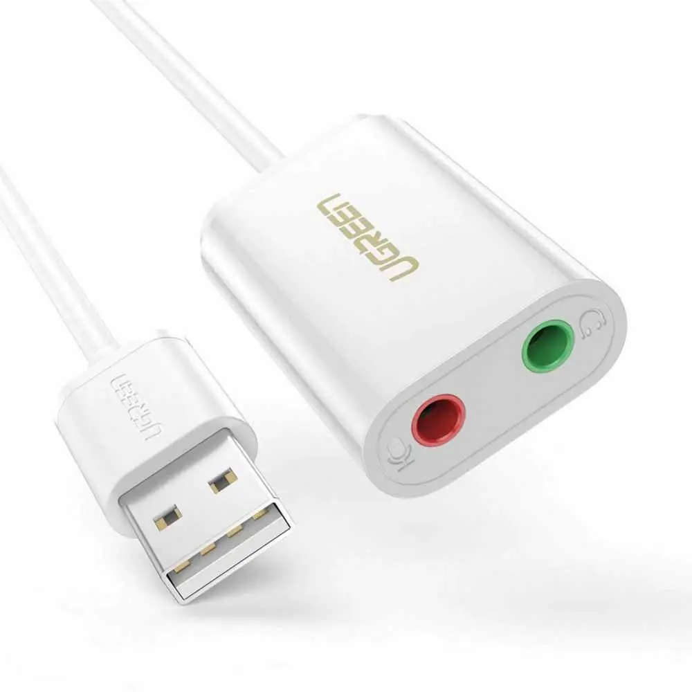 Placă sunet externă USB Ugreen 15 cm alb US205