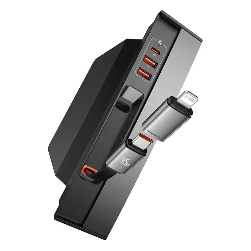 Statie de andocare, Baseus, Abs/Aluminiu, Hub pentru masina Tesla, 45W, Negru/Gri