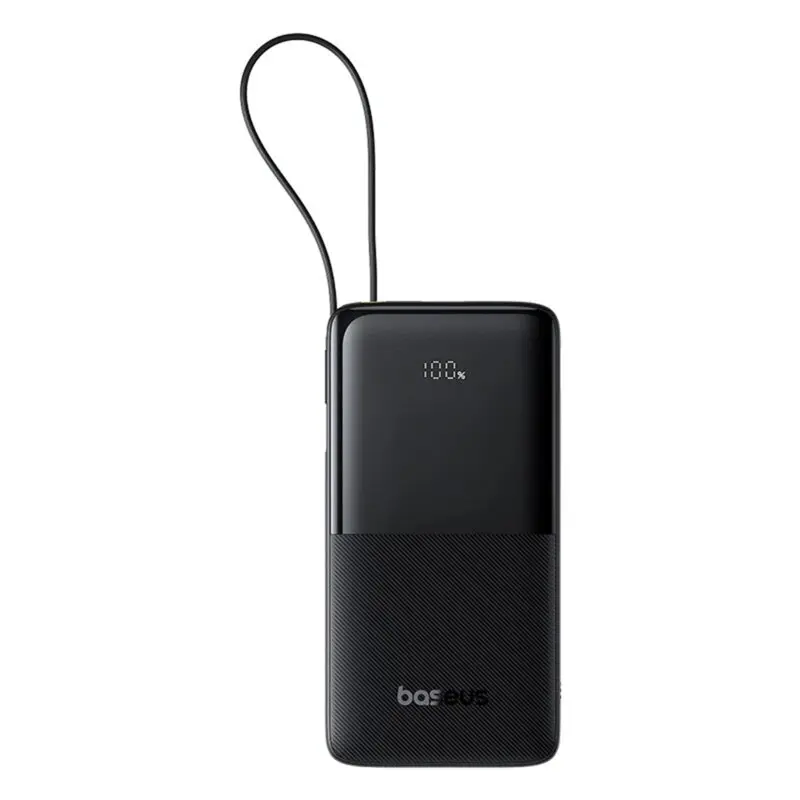 Power Bank Baseus Bipow 2, 20000mAh, 20W, Cablu Incorporat Type-C, Negru