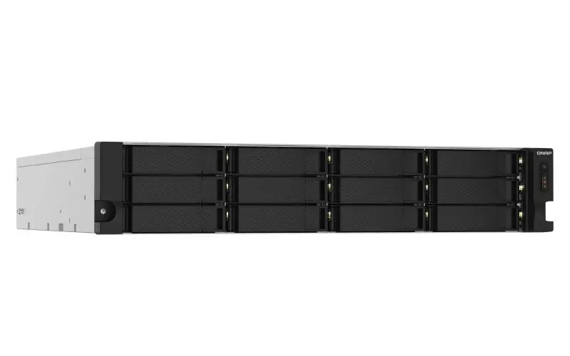 NAS, QNAP, TS-1232PXU-RP-4G, Cu 12 sertare, Cortex-A57 4×1,7GHz, 1x4GB RAM, 2×2.5G/1G/100M, 2x10GbE SFP+, Negru/Gri