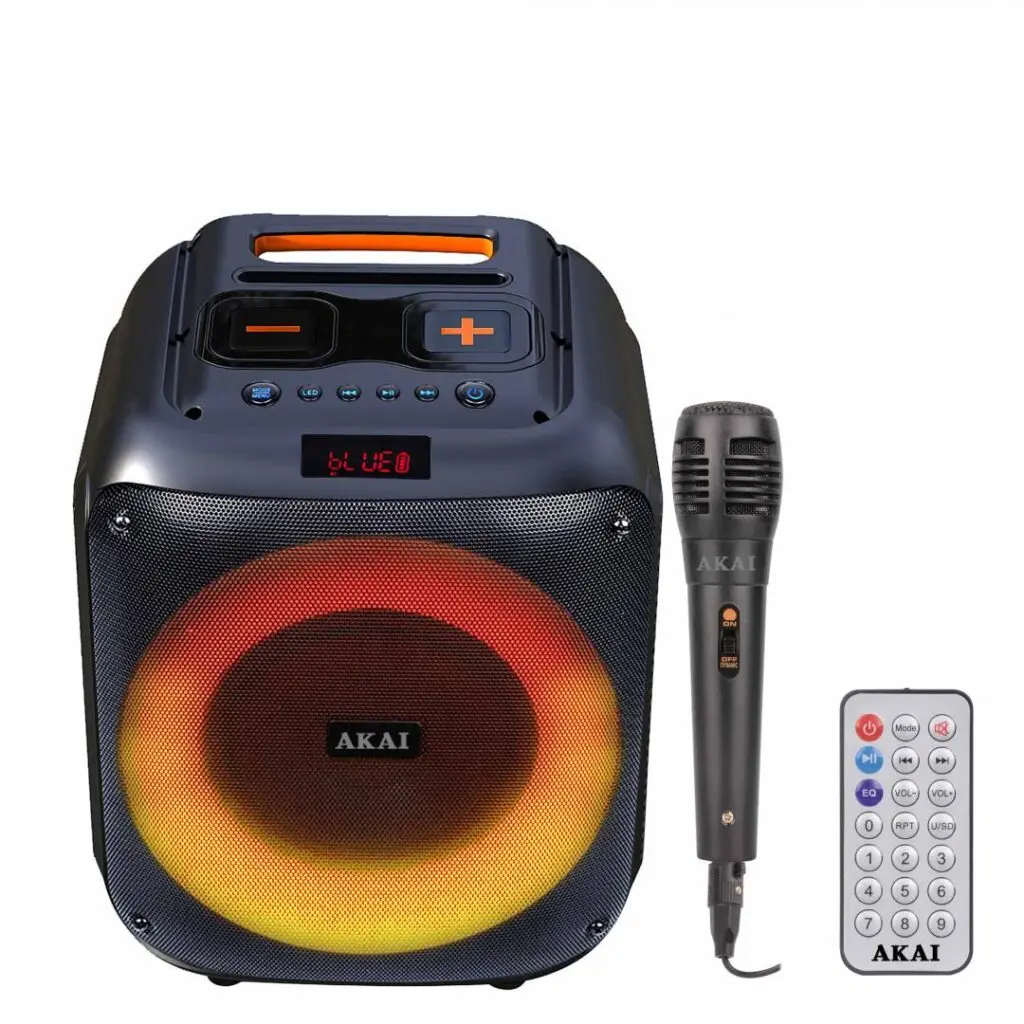 Boxă portabilă AKAI ABTS-V30 40W Bluetooth USB display LED microfon negru
