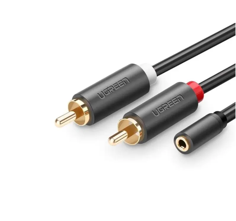 Cablu audio Ugreen feminin 2RCA 25 cm gri mini-jack 3.5 mm AV102