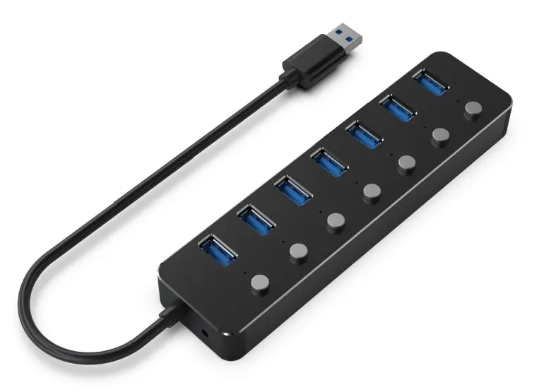 Hub USB Gembird UHB U3P7P 01 7 porturi USB 3.1 Gen 1 negru
