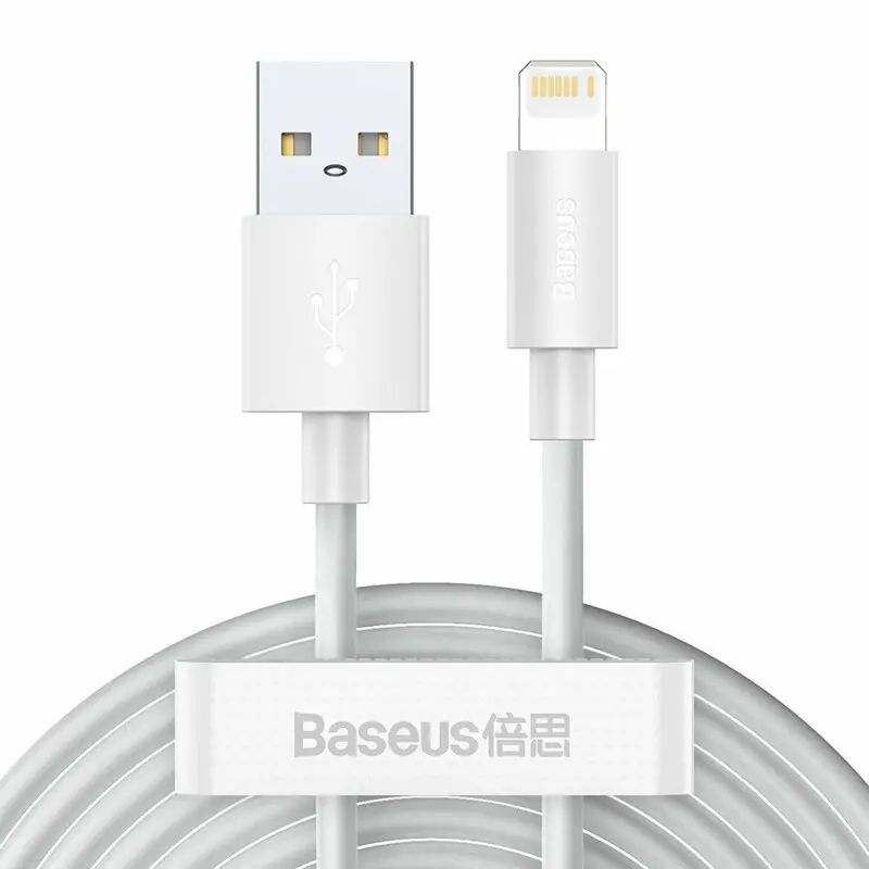 Cablu Baseus Simple Wisdom USB Lightning 1 5m 2 buc alb