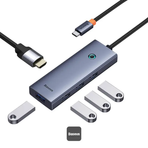 Hub Baseus UltraJoy BS-OH110 USB-C 4K HDMI 4× USB 3.0 gri