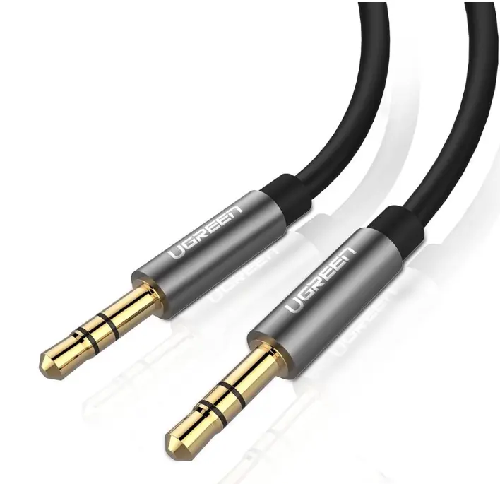 cablu audio de 35 mm tata la tata argintiu negru, 2 m, Ugreen