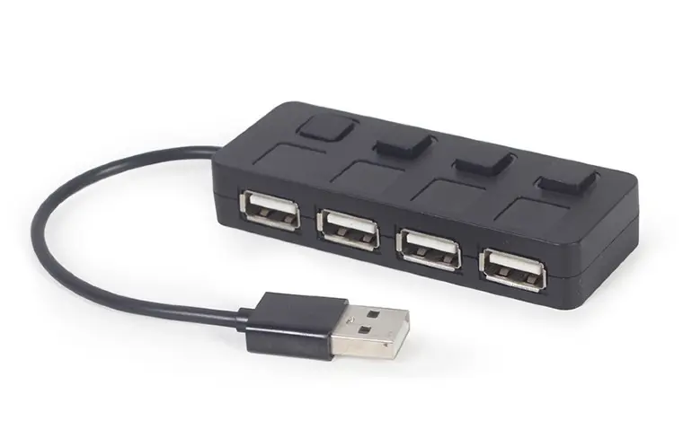 Hub USB Gembird 4 Port USB 2.0 Black cu On/Off