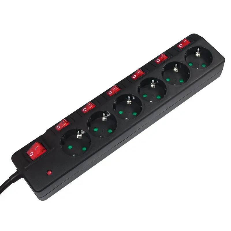 Prelungitor Logilink LPS233 6 prize Schuko 1,5 m protecție supratensiune negru