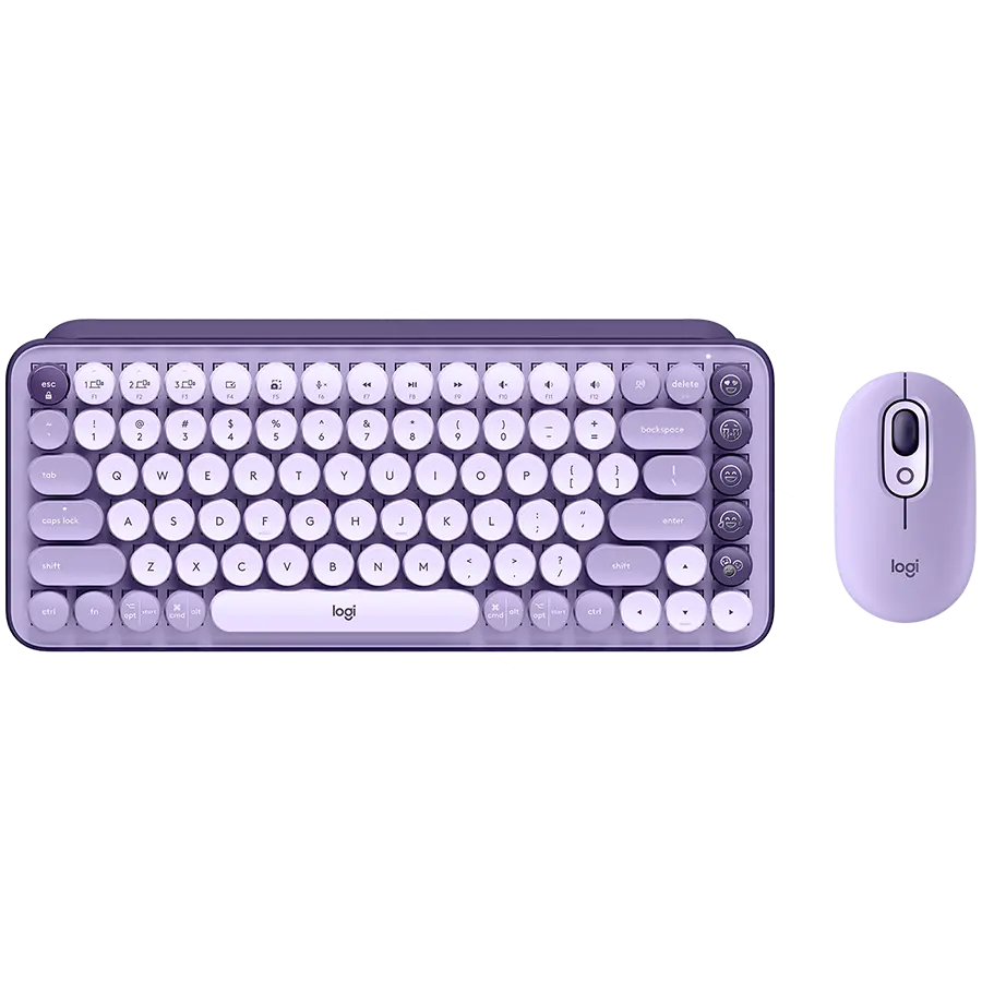Kit Wireless Tastatura Mouse Logitech POP Icon Combo, Lilac