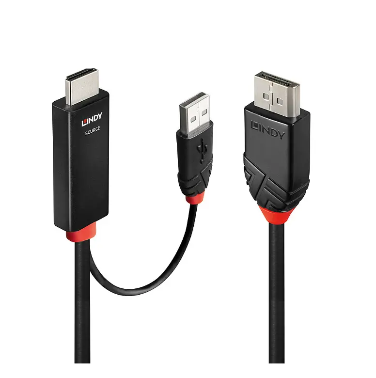 Cablu Lindy LY-41498, HDMI + USB-A – DisplayPort, 1m