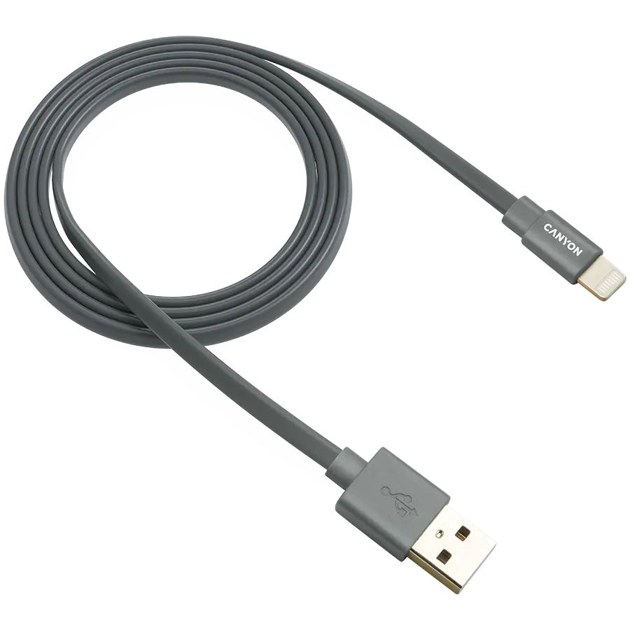 Cablu USB-A Lightning Canyon MFI-2 plat 1m gri