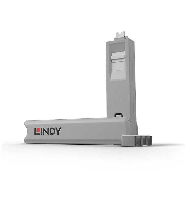 Set 4 Capace de praf pentru porturi, Lindy +cheie, USB Type-C, Alb