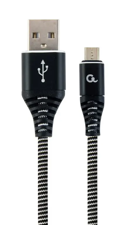 Cablu alimentare si date Gembird, USB 2.0 (T) la Micro-USB 2.0 (T), 1m, Negru / Alb CC-USB2B-AMmBM-1M-BW
