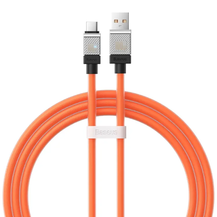 Cablu de date, Baseus, Zinc, USB la USB-C, 100 W, 480 Mbps, 1 m, Portocaliu
