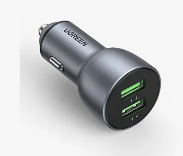 Incarcator auto Ugreen, CD213 2 x USB Output 5V/3A QC3.0, total output 36W, pt. bricheta auto, gri