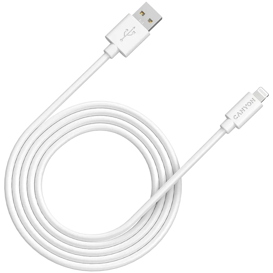 Cablu de date Canyon, MFI-12 Type-C to tip Lightning, 2m, White (CNS-MFIC12W)
