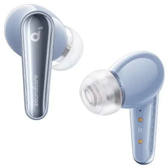 Casti TWS Anker „Soundcore Liberty 4 NC”, tip butoni, utilizare multimedia, Bluetooth 5.3, 6 x mic, durata baterie pana la 50 ore, IPX5, ANC 2.0, albastru deschis