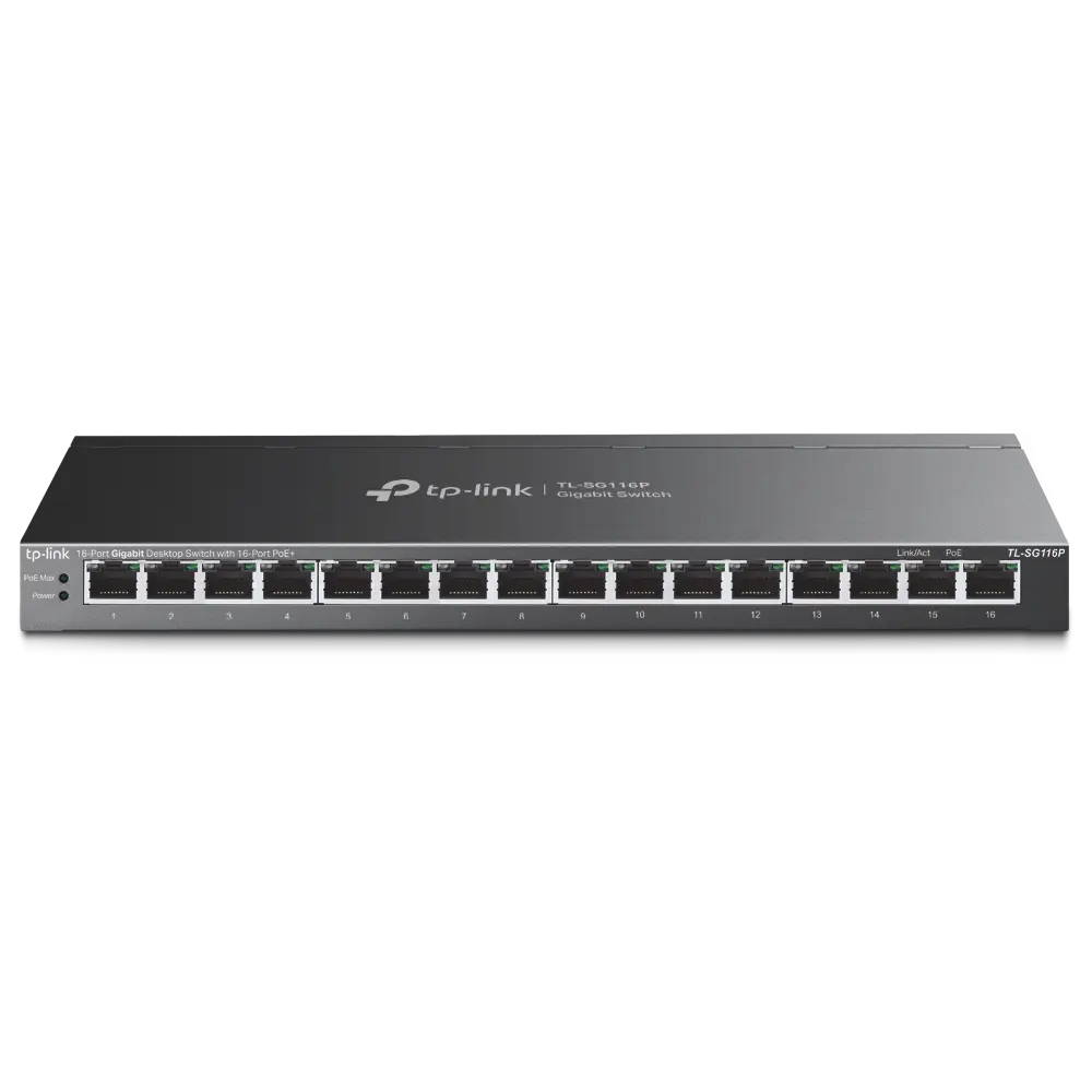 Switch TP-Link TL-SG116P 16 porturi Gigabit PoE+ 120 W