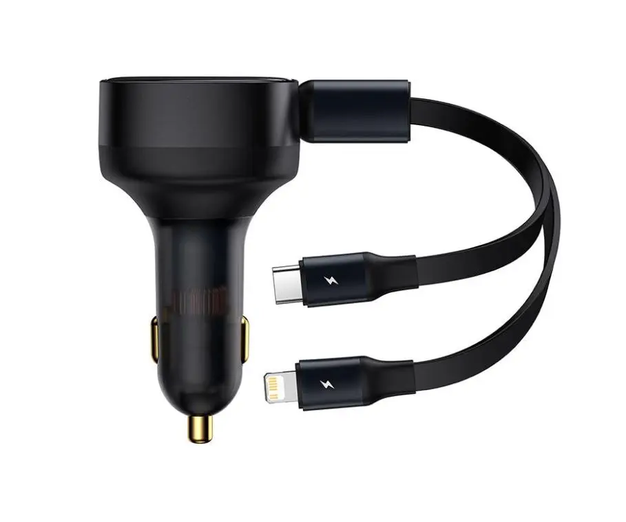 Încărcător auto Baseus Enjoyment CGTX000001 30W retractabil Negru