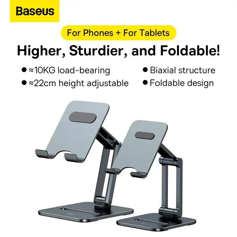 Suport universal tableta Baseus Biaxial, Pentru tablete de maxim 13 inch, Ajustabil, Aluminiu, Gri