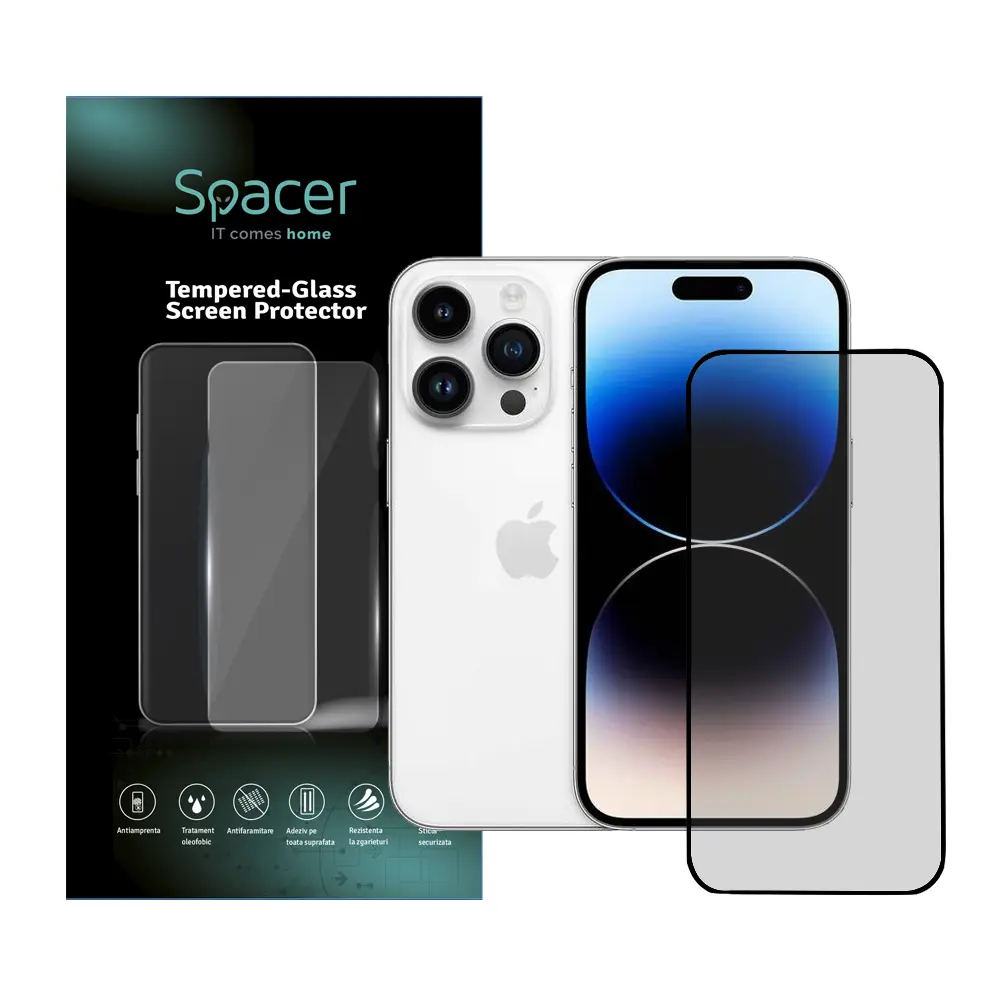 Folie sticlă Spacer iPhone 14 Pro SPPG-AP-IP14P-TG, 9D, 9H, full glue