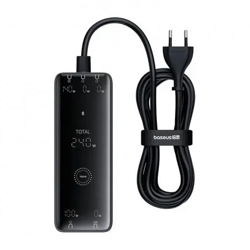 Încărcător rețea Baseus Digital GaN 240W negru 3×USB-C + USB + DC