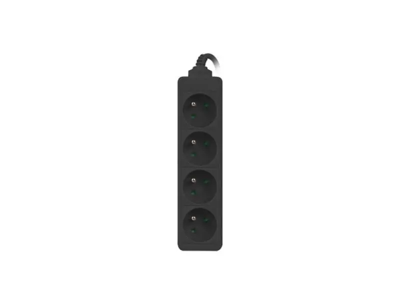Prelungitor pentru UPS, lungime 1 m, 4 prize cu soclu CEE 7/5, Lanberg 41950, IEC 320 C14, 2500 W, negru Negru 4