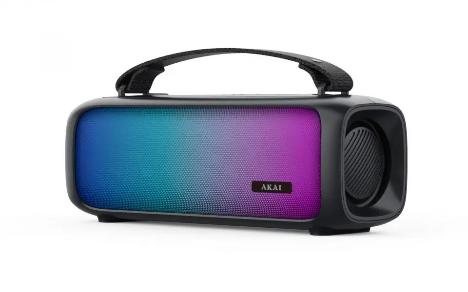 Boxă portabilă Akai ABTS-08BK, Bluetooth 5.1, FM, RGB, negru