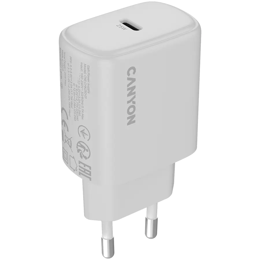 Incarcator retea Canyon OnCharge 250 25W USB-C PD alb