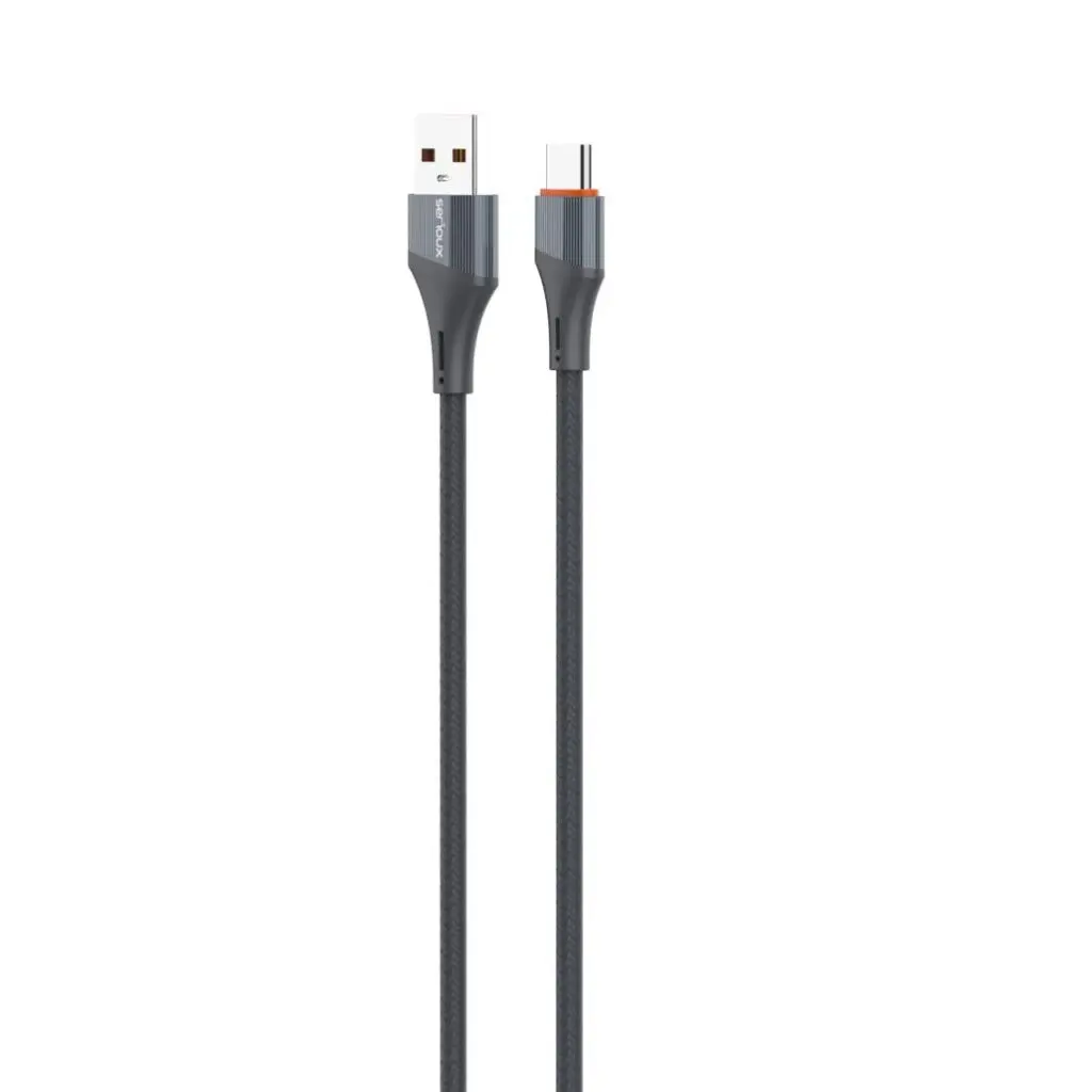 Cablu date si incarcare Serioux, USB-A la Type-C, 30W, 2m, Gri
